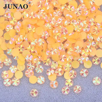 JUNAO 500 adet 5mm Turuncu AB Glitter Flatback Tırnak Kristal Rhinestones Reçine Çiçek Kristal Taşlar Sticker Çivi Sanat Dekorasyon