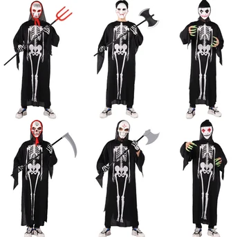 Kafatası İskelet Elbise Cadılar Bayramı Yenilik Kostüm Dekor İçin Yetişkin Çocuk Cadılar Bayramı Dekorasyon Zombi Masquerade Korku Tricky 0