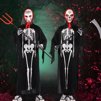 Kafatası İskelet Elbise Cadılar Bayramı Yenilik Kostüm Dekor İçin Yetişkin Çocuk Cadılar Bayramı Dekorasyon Zombi Masquerade Korku Tricky 1