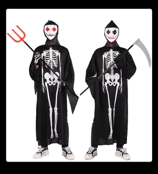 Kafatası İskelet Elbise Cadılar Bayramı Yenilik Kostüm Dekor İçin Yetişkin Çocuk Cadılar Bayramı Dekorasyon Zombi Masquerade Korku Tricky 2
