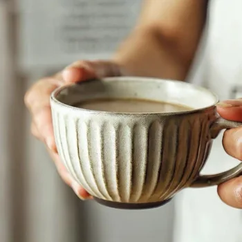 Kalp şeklinde Çay Kumtaşın su Bardağı kupa Latte Latte Kahvaltı tatlı kahve Retro yaratıcı süt ısıya dayanıklı el yapımı