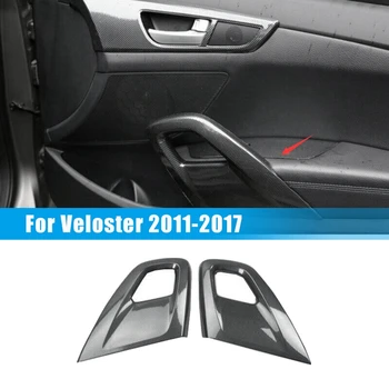 Karbon Fiber Araba İç Kapı Kol Dayama çekme kolu Koruyucu Kapak Trim Hyundai Veloster 2011-2017 Aksesuarları