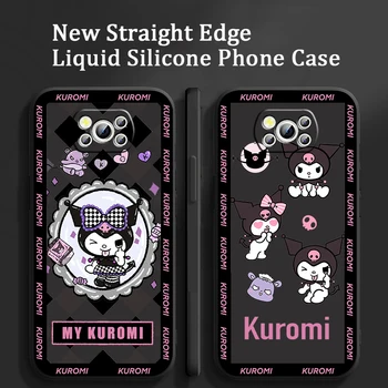 Karikatür Sanrio Kuromi Kız Sıvı Halat xiaomi için telefon kılıfı mi Poco X4 X3 C40 C3 M4 M3 F4 F3 GT Pro NFC 5G Yumuşak Kapak Çapa