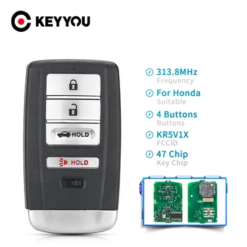 KEYYOU Akıllı Uzaktan Araba Anahtarı Fob 4 Düğme Acura ILX RLX TLX 2015 2016 2017 2018 2019 2020, Fob 3 + 1 4 Düğmeler Keylessgo KR5V1X
