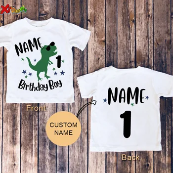 Komik Dinozor Baskı T Shirt Erkek Kişiselleştirilmiş Yürümeye Başlayan Çocuk Gömlek Çocuklar Doğum Günü Gömlek Özel Adı Erkek Kısa Kollu Üstleri Kıyafetler 0