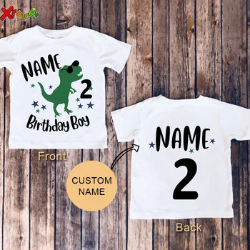 Komik Dinozor Baskı T Shirt Erkek Kişiselleştirilmiş Yürümeye Başlayan Çocuk Gömlek Çocuklar Doğum Günü Gömlek Özel Adı Erkek Kısa Kollu Üstleri Kıyafetler 1