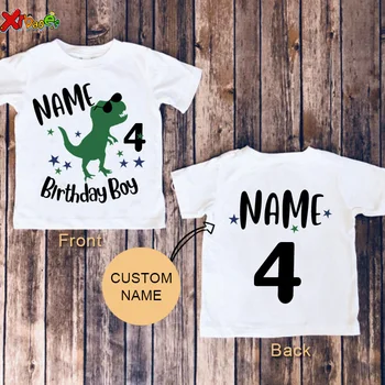 Komik Dinozor Baskı T Shirt Erkek Kişiselleştirilmiş Yürümeye Başlayan Çocuk Gömlek Çocuklar Doğum Günü Gömlek Özel Adı Erkek Kısa Kollu Üstleri Kıyafetler 3