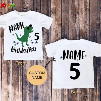 Komik Dinozor Baskı T Shirt Erkek Kişiselleştirilmiş Yürümeye Başlayan Çocuk Gömlek Çocuklar Doğum Günü Gömlek Özel Adı Erkek Kısa Kollu Üstleri Kıyafetler 4
