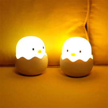 LED Gece Lambası Hayvan Yumurta Civciv Şekli Şarj Edilebilir Gece lambası Yumuşak Karikatür bebek Kreş yatak odası lambası Çocuklar için doğum günü hediyesi 0