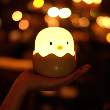 LED Gece Lambası Hayvan Yumurta Civciv Şekli Şarj Edilebilir Gece lambası Yumuşak Karikatür bebek Kreş yatak odası lambası Çocuklar için doğum günü hediyesi 2