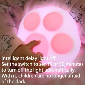LED gece ışığı Kedi Pençe Silikon Bebek Hissediyorum Lamba Şarj edilebilir USB Kontrol Çocuk Yatak Odası Dekorasyon bebek oyuncakları Hediyeler Gece Lambası