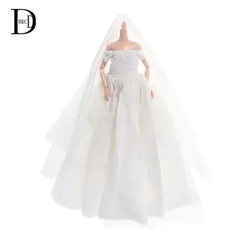 Moda 30cm Bebek Elbise Kostüm Zarif Bayan Beyaz düğün elbisesi Bebek Elbise Giysileri 1/6 BJD Bebek İçin Elbiseler Hediye Oyuncak