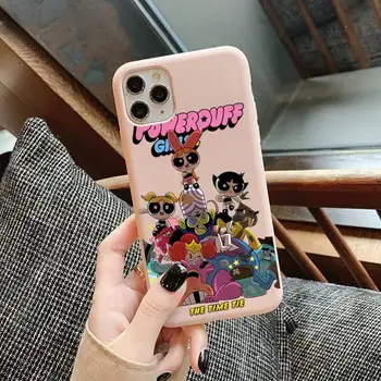 Moda Karikatür P-Powerpuff-Girls Telefon Kılıfı için iPhone 11 12 13 Mini Pro Xs Max 8 7 6 6S Artı X XR Katı Şeker Renk Durumda 4