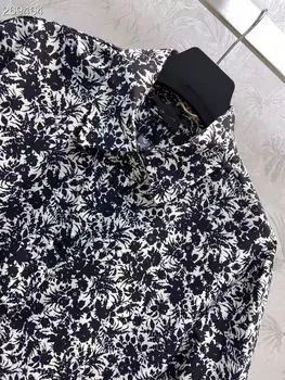 Moda Lüks Bluz 2022 Yaz Yeni Tasarım Kadın Pist Çiçek Baskı Yüksek Tek Göğüslü Gömlek 5