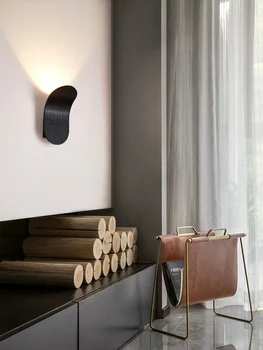 Modern Minimalist Alüminyum Oturma odası Arka Plan Duvar lambası İskandinav Restoran Çalışma Odası Başucu Lambası Altın Kahverengi Siyah Beyaz 3