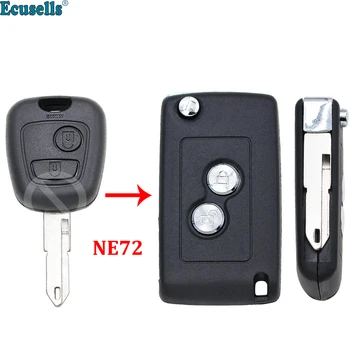 Modifiye 2 düğme çevirme uzaktan anahtar kabuk durumda kesilmemiş NE72 bıçak ile Peugeot 206 için