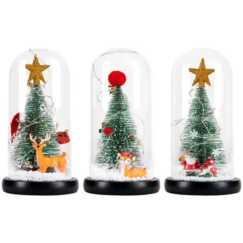 Noel Ağacı cam kapak süslemeleri Led dize ışıkları ile tebrik Kartı ev Ofis masaüstü Dekor için Noel Hediyesi aile için 2