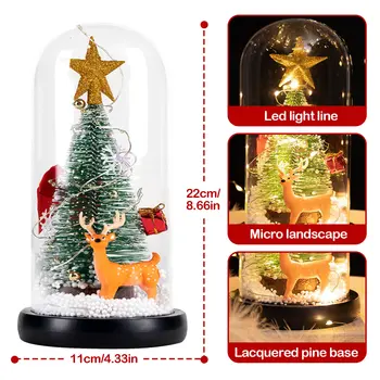 Noel Ağacı cam kapak süslemeleri Led dize ışıkları ile tebrik Kartı ev Ofis masaüstü Dekor için Noel Hediyesi aile için 4