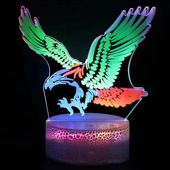 Nıghdn 3D Lamba Illusion Kartal Led Gece Lambası Dinamik Dokunmatik Masa Lambası Hediye Çocuklar için Yatak Odası Ev Dekorasyon Hayvan Gece Lambası