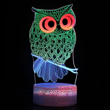 Nıghdn 3D Lamba Illusion Kartal Led Gece Lambası Dinamik Dokunmatik Masa Lambası Hediye Çocuklar için Yatak Odası Ev Dekorasyon Hayvan Gece Lambası 2