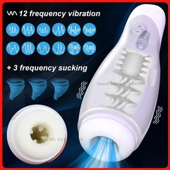 Otomatik Erkek mastürbasyon kupası Emme Titreşimli Seks Makinesi Akıllı Ses Silika Jel Vajinal Mastürbasyon Seks Oyuncakları Erkekler için