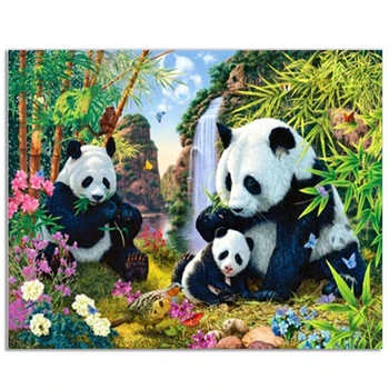 Panda 70x90 cm 3D İğne DİY Elmas Boyama Çapraz Dikiş Dikiş Örme İğneler Kare Tam 5D Elmas Nakış