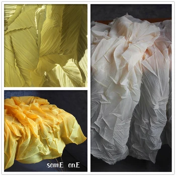Panjur Pilili Kumaş Sarı Miyake issey Miyake erkek Kat DIY Sanat Boyama Düğün Arka Plan Dekor Pantolon Elbise Giysi Tasarımcısı Kumaş
