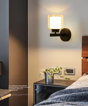 Post-modern minimalist oturma odası duvar lambası TV duvar lambası başucu yatak odası koridor lamba atmosferik ev İskandinav cam lambalar