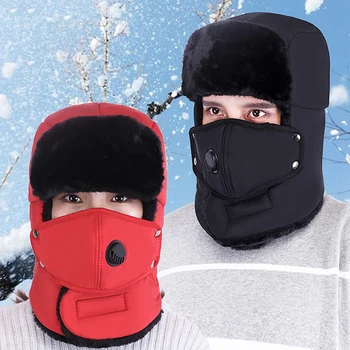Rüzgar geçirmez Sıcak Şapka Kış Sıcak Bombacı Şapkalar Erkekler Kadınlar Rus Trapper termal şapka Trooper Kar kayak şapkası Kap Akrilik Lei Feng Kap
