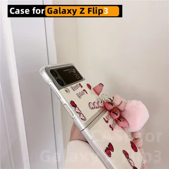 Samsung kılıfı Galaxy Z Flip 3 Lüks Moda Mektup Aşk Boncuklu Temizle sert telefon kılıfı Kapak Için Samsung Galaxy Z Flip3 ZFlip3 5G Durumda 4