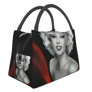Seksi Marilyns Monroe Yalıtımlı Öğle Yemeği Çantaları Okul Ofis için Soyut Pop Art Sızdırmaz Termal Soğutucu Bento Kutusu Kadın