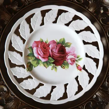 Seramik disk üç boyutlu boyalı güller tabak ve yemek takımları setleri yemek tabakları platos de cena beyaz plaka seti vajillas 0