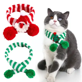Sevimli Pet Örme Yün Çizgili Noel Eşarp Yumuşak Giyim Önlük Noel Peluş Yaka Atkılar Pet Köpek Ayarlanabilir Malzemeleri N2f3 0