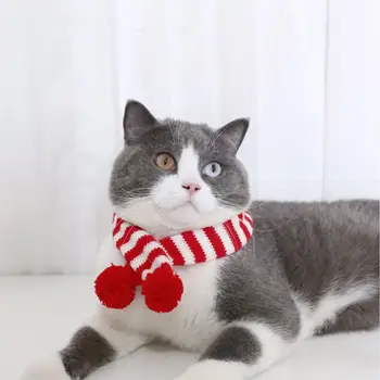 Sevimli Pet Örme Yün Çizgili Noel Eşarp Yumuşak Giyim Önlük Noel Peluş Yaka Atkılar Pet Köpek Ayarlanabilir Malzemeleri N2f3 1