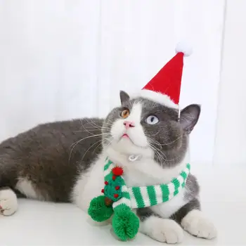 Sevimli Pet Örme Yün Çizgili Noel Eşarp Yumuşak Giyim Önlük Noel Peluş Yaka Atkılar Pet Köpek Ayarlanabilir Malzemeleri N2f3 2