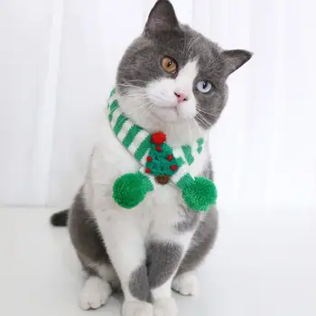 Sevimli Pet Örme Yün Çizgili Noel Eşarp Yumuşak Giyim Önlük Noel Peluş Yaka Atkılar Pet Köpek Ayarlanabilir Malzemeleri N2f3 3