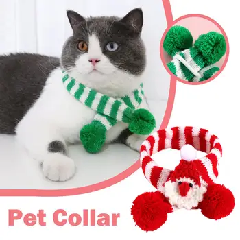 Sevimli Pet Örme Yün Çizgili Noel Eşarp Yumuşak Giyim Önlük Noel Peluş Yaka Atkılar Pet Köpek Ayarlanabilir Malzemeleri N2f3 4
