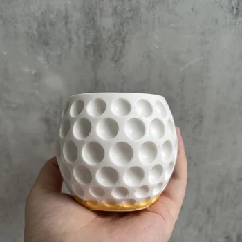 Silikon Çimento mum fincanı Kalıp Küresel Tasarım Beton Kavanoz Kalıp Terrazzo Şamdan Tealight Tutucu Alçı Epoksi Kalıp 1