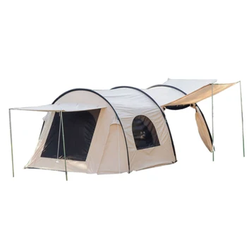 Su geçirmez açık pamuk tünel çadır aile 5 6 halklar kamp bir oturma odası rüzgara dayanıklı tuval çadırları 0