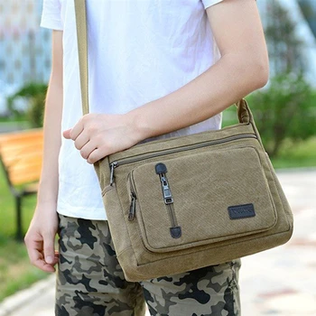 Tuval omuz çantaları Erkekler için Katı Renkler postacı çantası Vintage Stil Crossbody Çanta Güçlü Kumaş Kanvas Çanta Moda Yumuşak