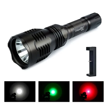 UniqueFire LED el feneri HS - 802 XP - E yeşil / kırmızı / beyaz ışık 3 modu güçlü Torch siyah lamba+18650 şarj ıçin gece balıkçılık