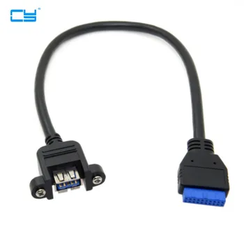 USB 3.0 Tek Bağlantı Noktalı A Dişi vidalı bağlantı Tipi Açılı Anakart 20pin Başlık Kablosu 25cm