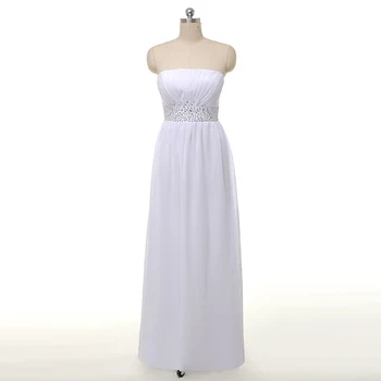 UZN Basit İmparatorluğu Kat uzunluk Şifon düğün elbisesi Straplez Boncuk gelinlik Chic Pleats Dubai gelin elbiseleri 2023