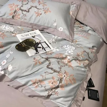 Vintage Bahçe Çiçekleri Yorgan yatak örtüsü seti Fermuarlı Lüks nevresim takımı Mısır pamuk yorgan yatak çarşaf kılıfı Yastık Kılıfı 5
