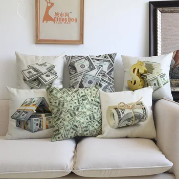 Yaratıcı Desen Dolar Bill Kağıt Para Yastık Kılıfı Ev ofis koltuğu Kanepe Dekoratif minder örtüsü Kişilik Hediyeler