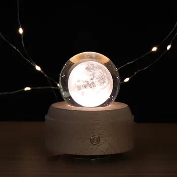Yaratıcı hediye kristal top müzik masa lambası ışık LED dekorasyon tatil dilek doğum günü hediyesi 3D gece lambası