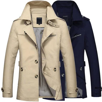 Yeni Erkek İş Ceket 2020 Moda Sonbahar Erkekler Uzun Pamuklu Rüzgarlık Ceketler Palto Erkek Rahat Kış Siper Dış Giyim Ceket