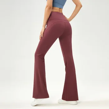 Yeni Geniş Bacak Yoga Pantolon kadın Yüksek Bel Kalça Kaldırma İnce Spor Flare Pantolon Çıplak Elastik fitness pantolonları