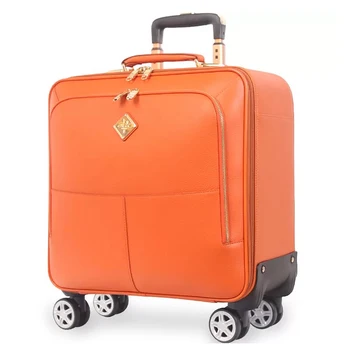 Yeni Hakiki Deri Haddeleme bagaj spinner arabası bavul üzerinde taşımak erkek kadın seyahat bagaj çantası ile tekerlekler 16