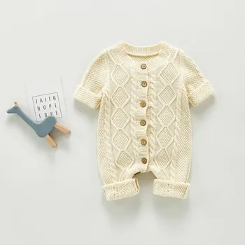 Yenidoğan Erkek Bebek Tulum Toddler Tulum Sonbahar Bebek Kız Giysileri Kazak Beyaz Örme Bebek Erkek Kız Genel Bebek Kıyafetleri